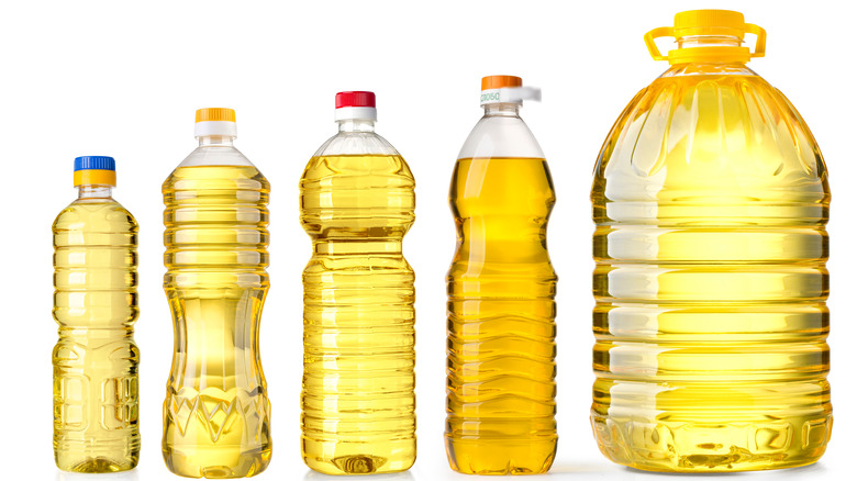 Vegetable oil in bottles