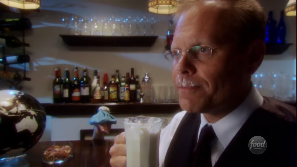 Alton Brown drinking eggnog