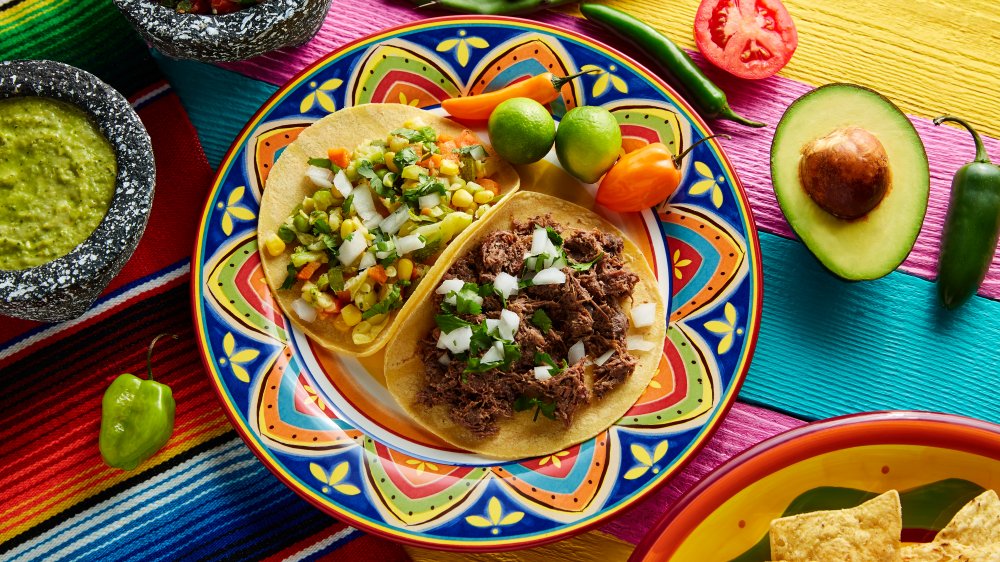 mexican food on colorful table