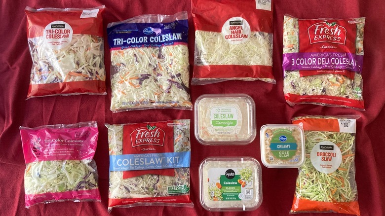 Assortment of store-bought coleslaw
