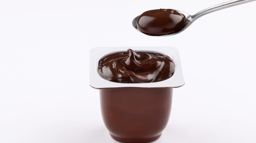 chocolate pudding in a plastic cup