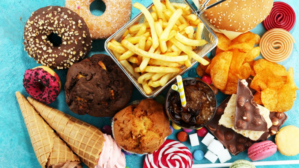 junk food, doughnuts, fries, ice cream, cookies