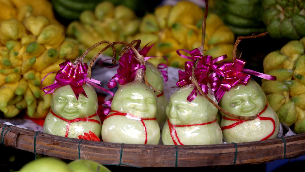 Buddha pears at a fruit stand in Vietnam