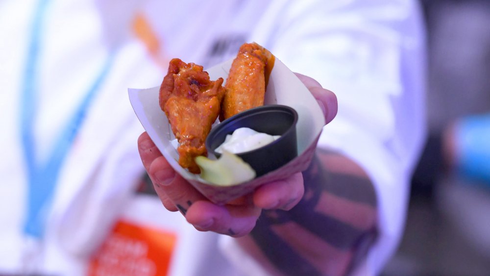 Two chicken wings closeup