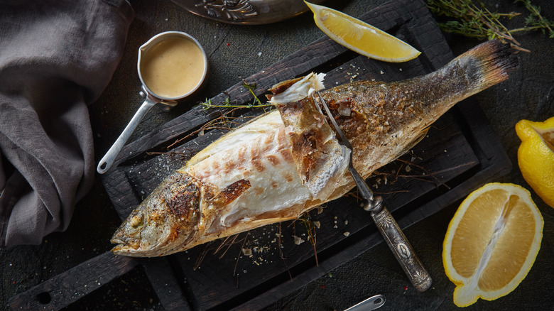 Loup de mer, or branzino, fish