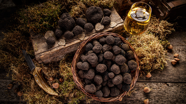 Basket of black truffles