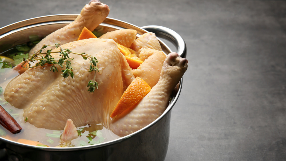 Brining turkey in pot