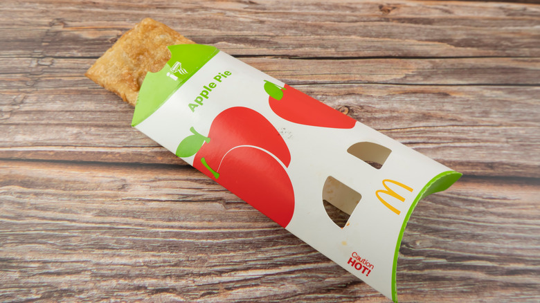 McDonald's apple pie on brown wood