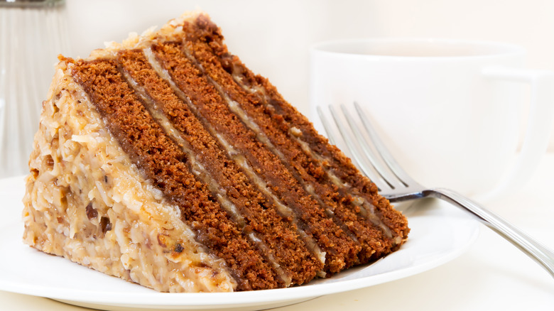 Slice of German chocolate cake