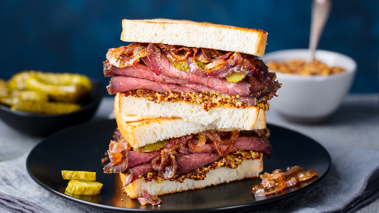 stacked roast beef sandwich