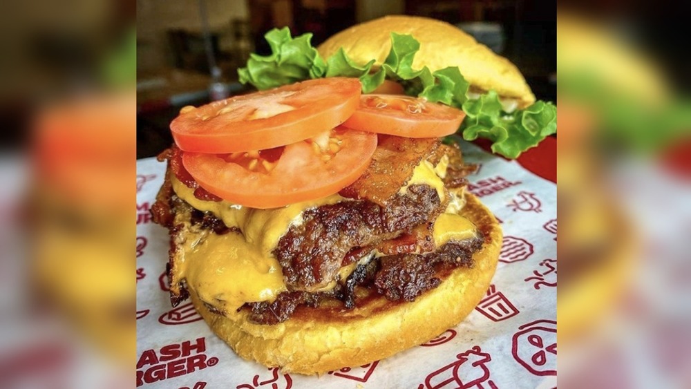 Smashburger burger with toppings