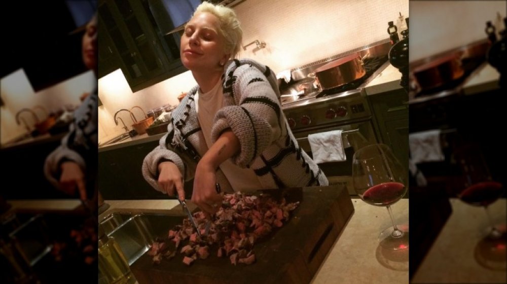 Lady Gaga making steak Bolognese