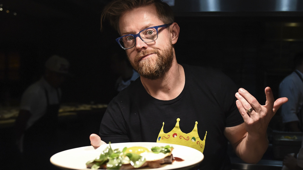 Richard Blais showing off meal