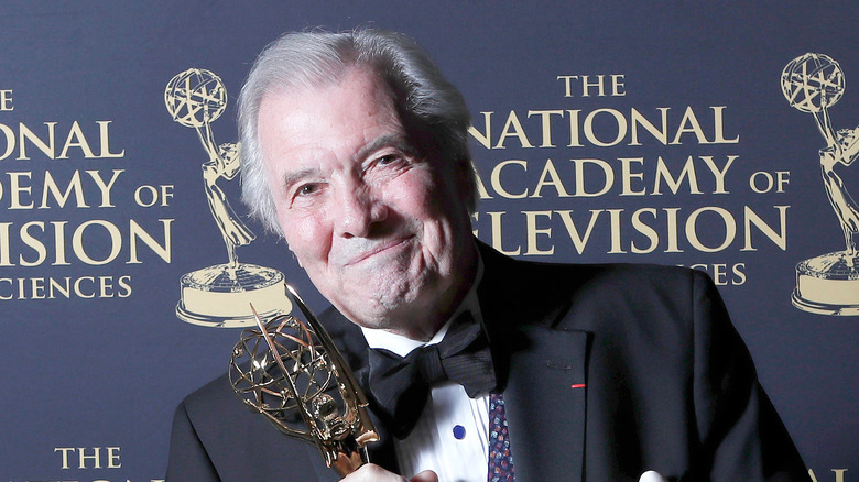 Jacques Pépin holding an Emmy