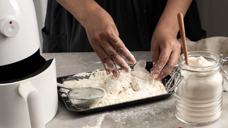 making fried chicken