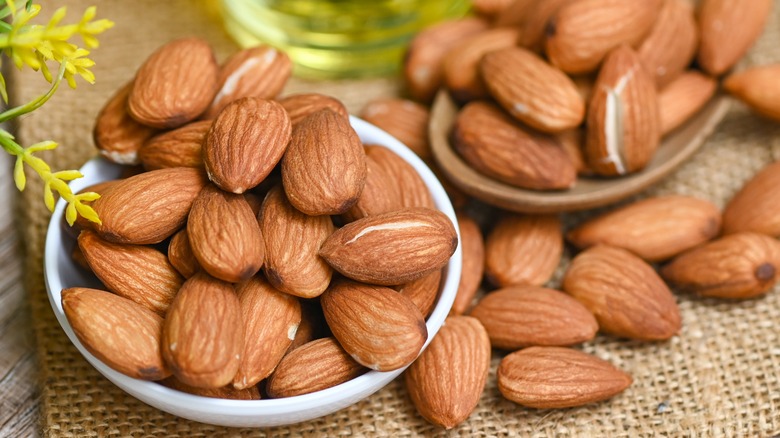 Small bowl of almonds