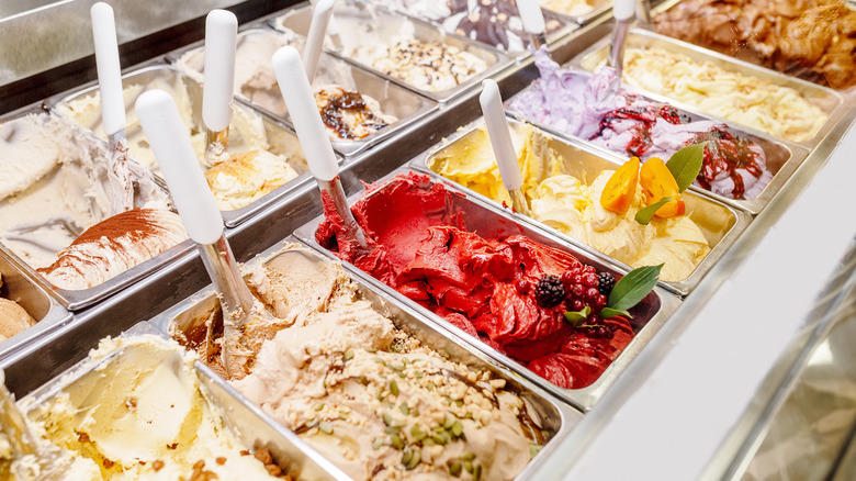gelato display case in shop