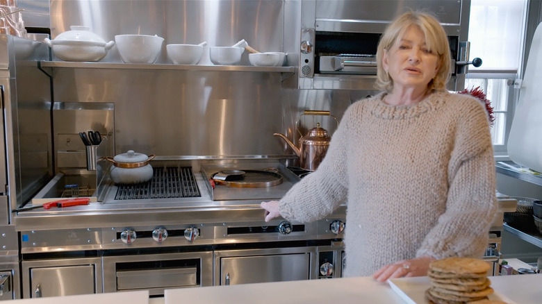 Martha Stewart standing in home kitchen