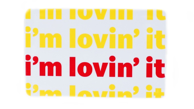 McDonald's gift card with "I'm loving' it" logo on white background