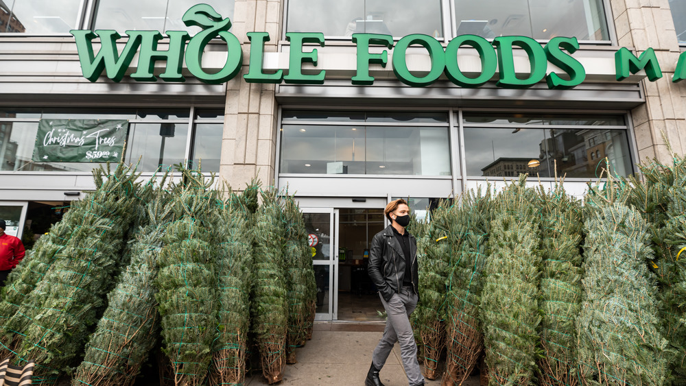 Whole Foods with Christmas trees