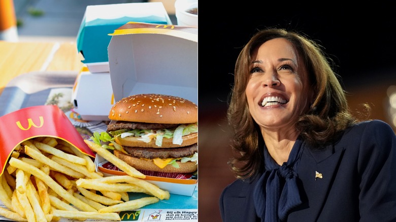 Kamala Harris and McDonald's split image