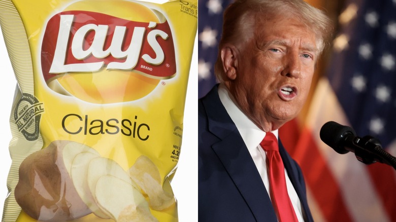 Lay's chips and Trump split image