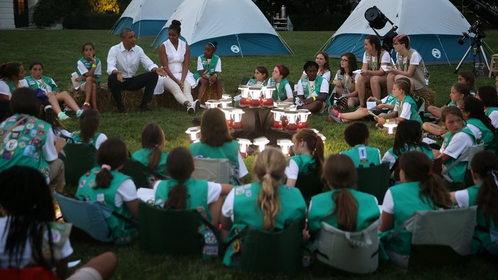 Girl scouts camping on the White House Lawn