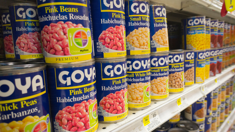 A grocery aisle of Goya beans