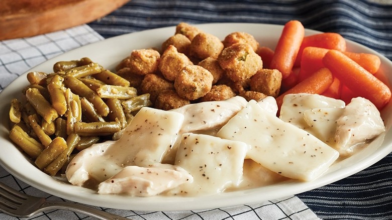 Cracker Barrel chicken n dumplins with veggie sides