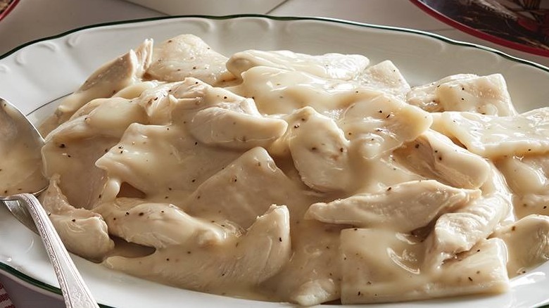 platter of Cracker Barrel chicken n dumplins