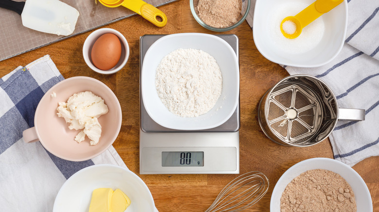 Baking scale and ingredients