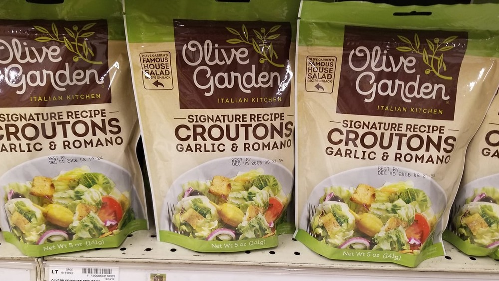 Bags of Olive Garden salad croutons