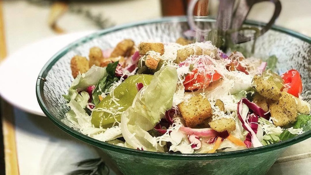 Parmesan cheese shredded over Olive Garden salad