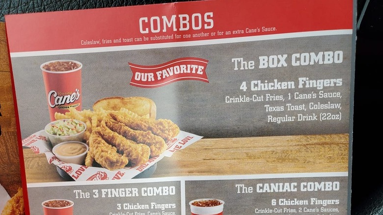 Raising Cane's menu