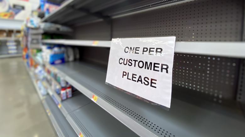 Empty shelves at the supermarket