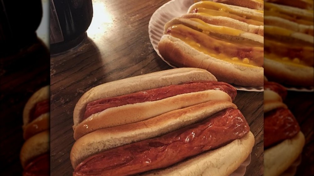 Rutt's Hut fried hot dogs, with cheese and without