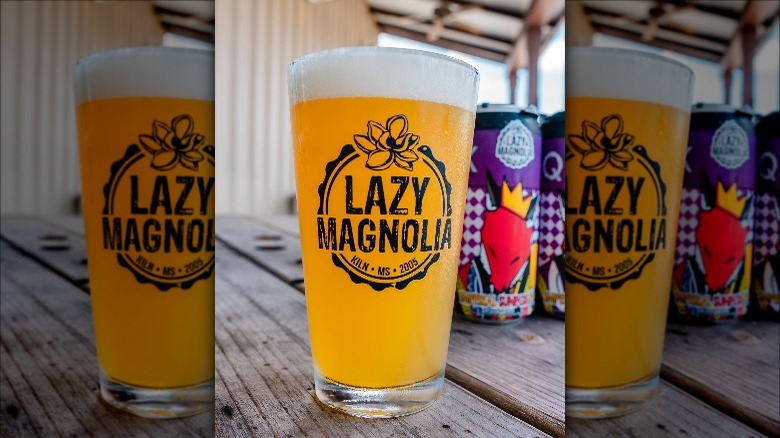 lazy magnolia logo pint glass 