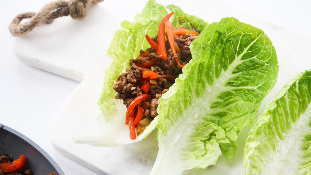 lettuce wraps being assembled