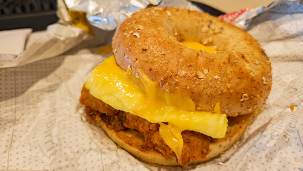 Chick-fil-A sandwich with meat and cheese