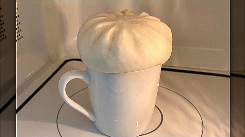 Bao on cup in microwave