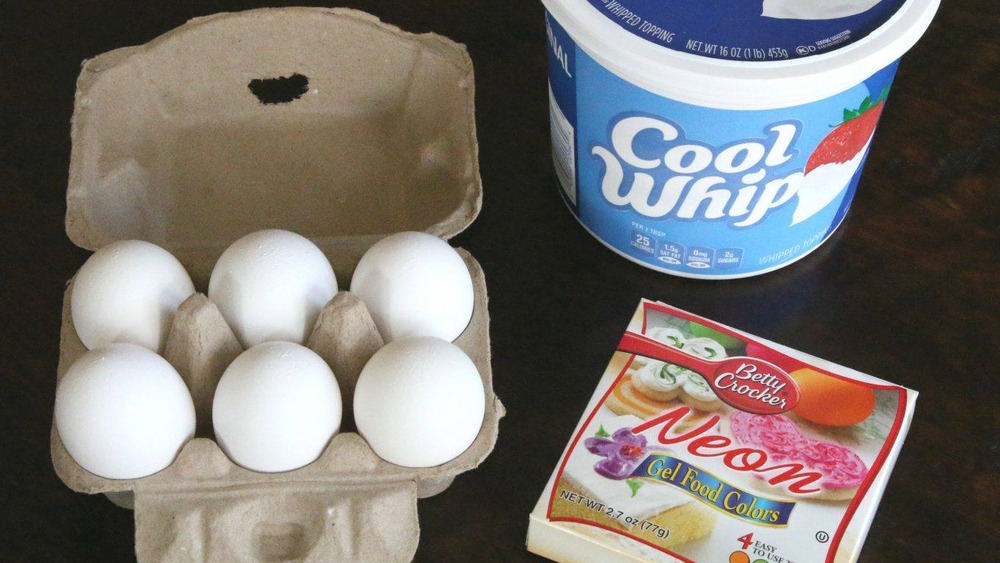 Cool Whip, eggs, and food coloring