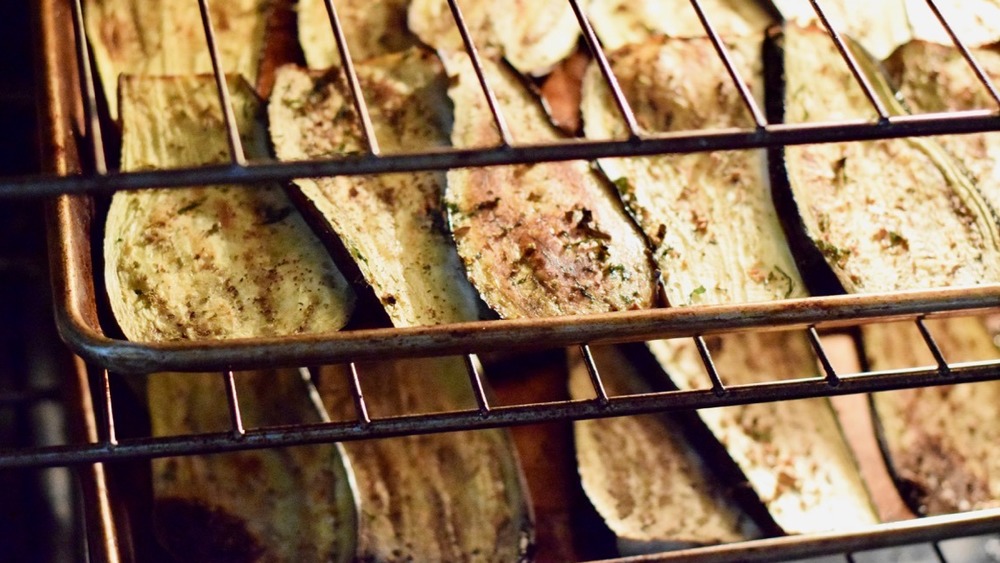 eggplant slices for moussaka recipe