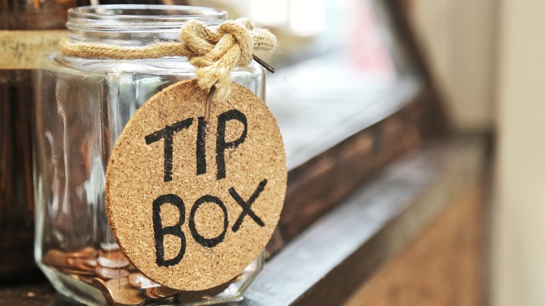 labeled tip jar