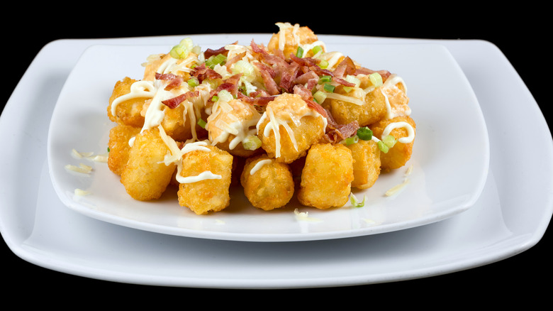 Totchos on a white plate