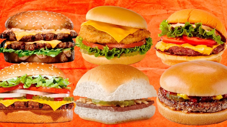 Six fast food hamburgers