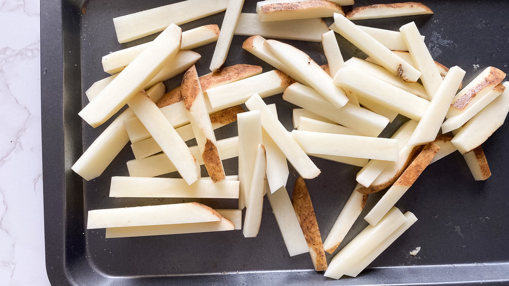 chopped russet potatoes for fries