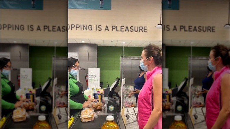 TikTok video of woman at Publix checkout counter