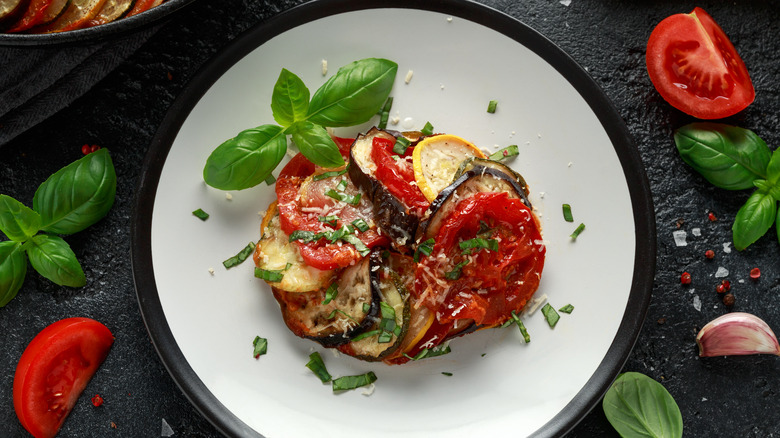 Ratatouille on a white dish