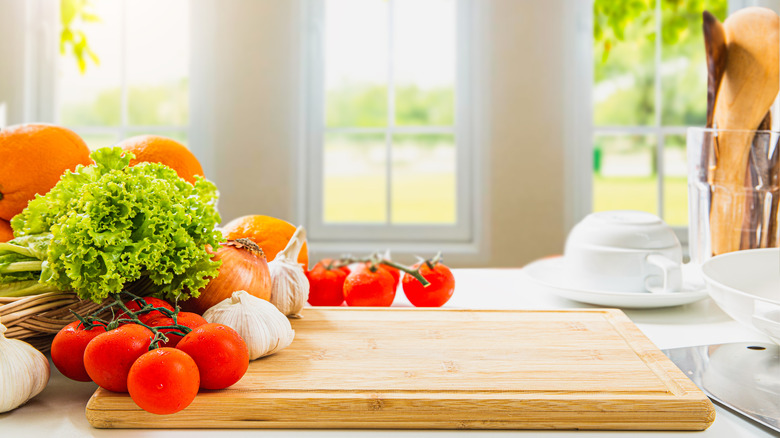 vegetables on cutting board