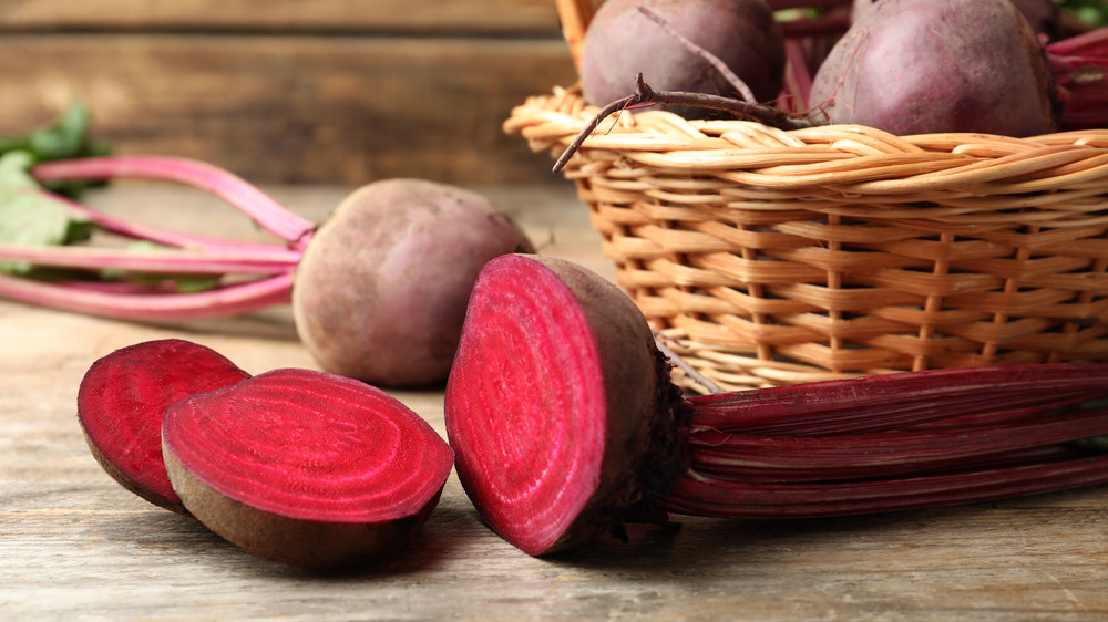 Beets cut with basket